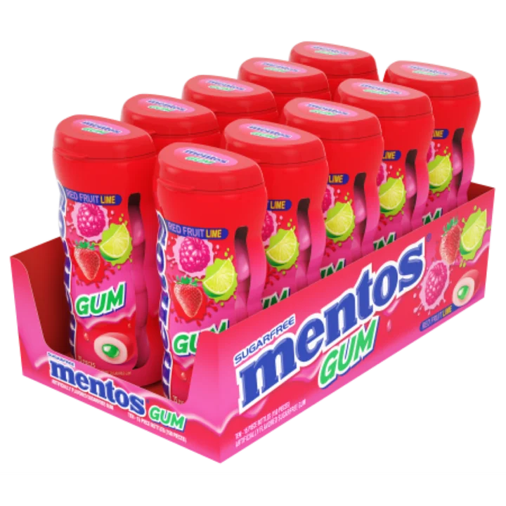 Mentos Gum Red Fruit Lime 10 Ct